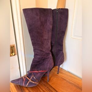 Charles David Plum Suede Heeled Boots